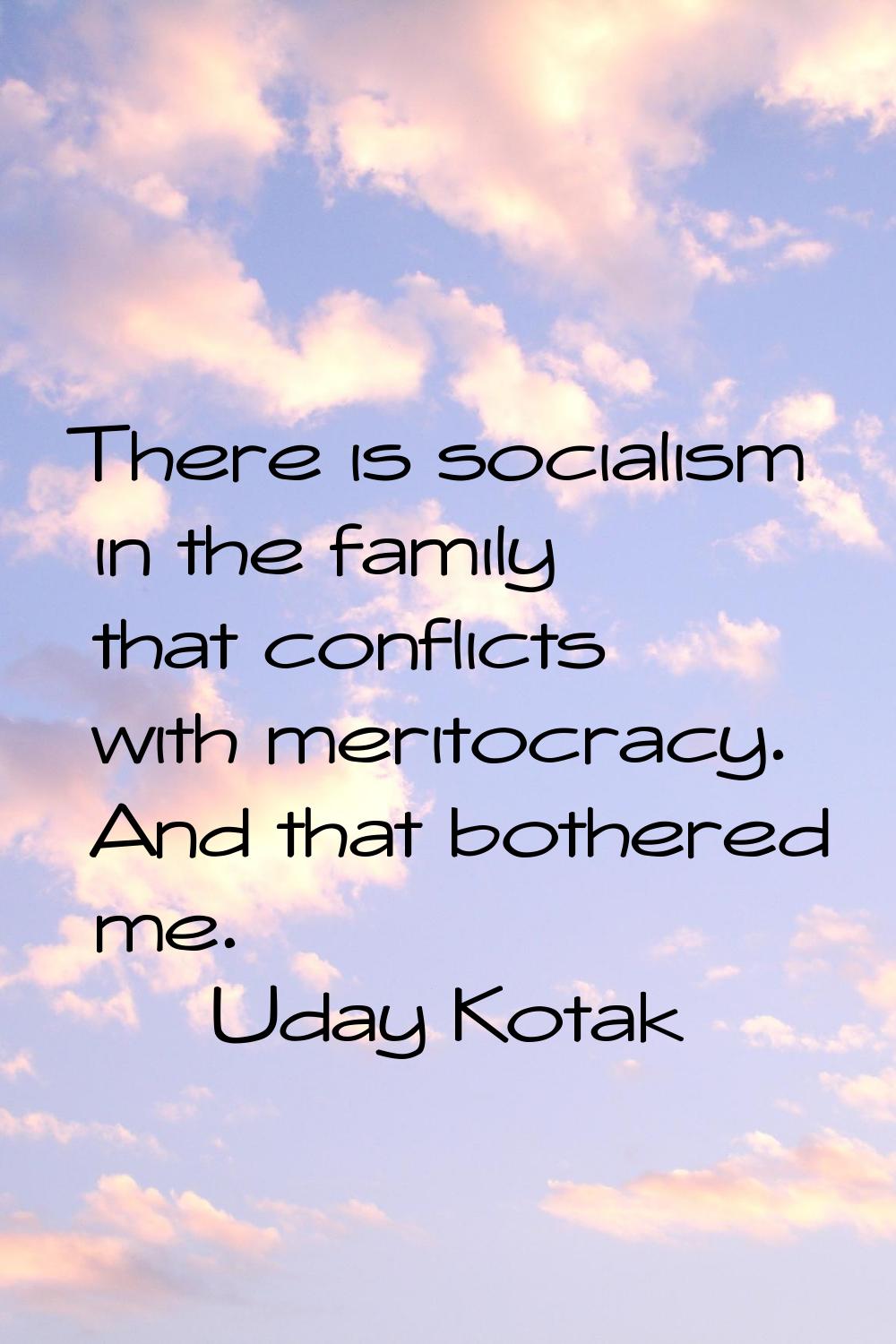 There is socialism in the family that conflicts with meritocracy. And that bothered me.