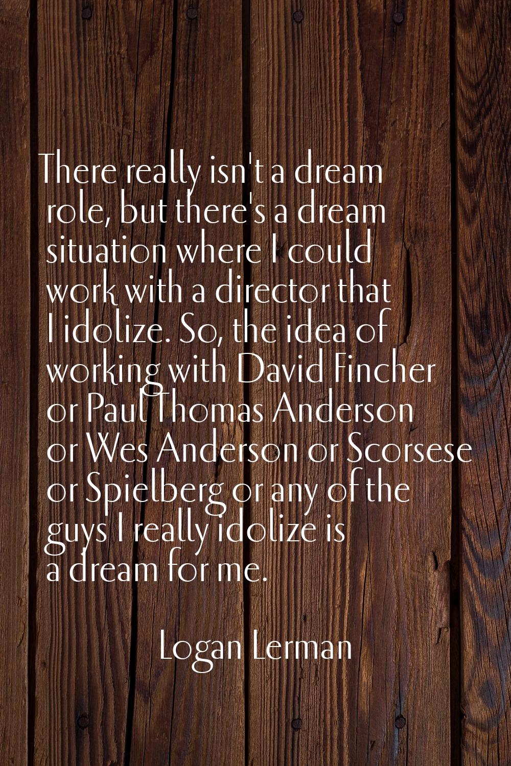 There really isn't a dream role, but there's a dream situation where I could work with a director t