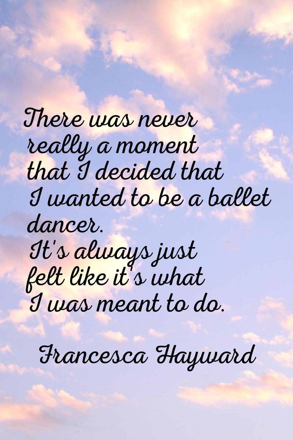 There was never really a moment that I decided that I wanted to be a ballet dancer. It's always jus