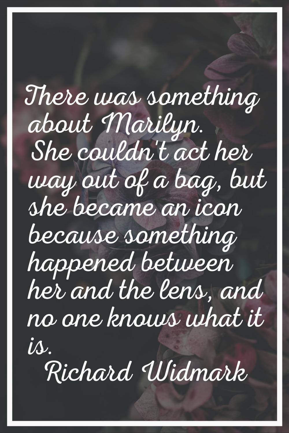 There was something about Marilyn. She couldn't act her way out of a bag, but she became an icon be
