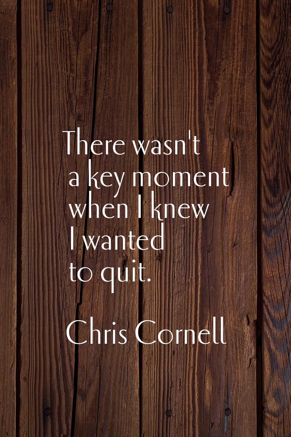 There wasn't a key moment when I knew I wanted to quit.