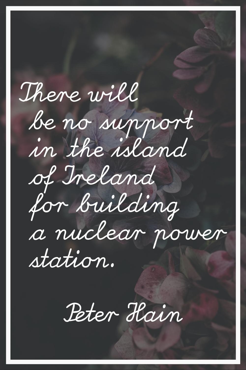 There will be no support in the island of Ireland for building a nuclear power station.