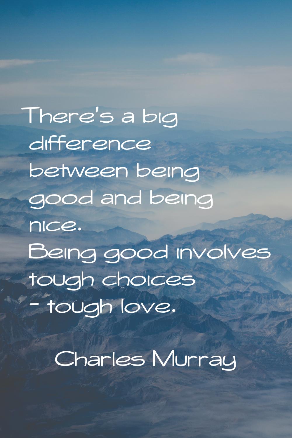 There's a big difference between being good and being nice. Being good involves tough choices - tou