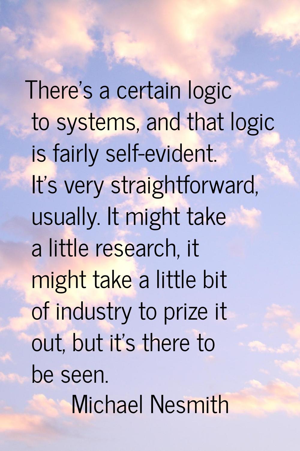 There's a certain logic to systems, and that logic is fairly self-evident. It's very straightforwar