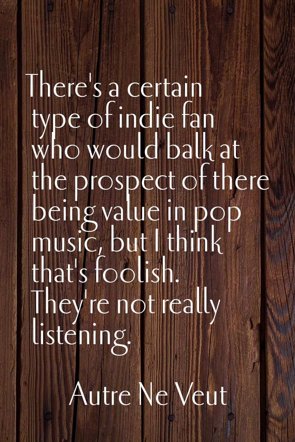 There's a certain type of indie fan who would balk at the prospect of there being value in pop musi