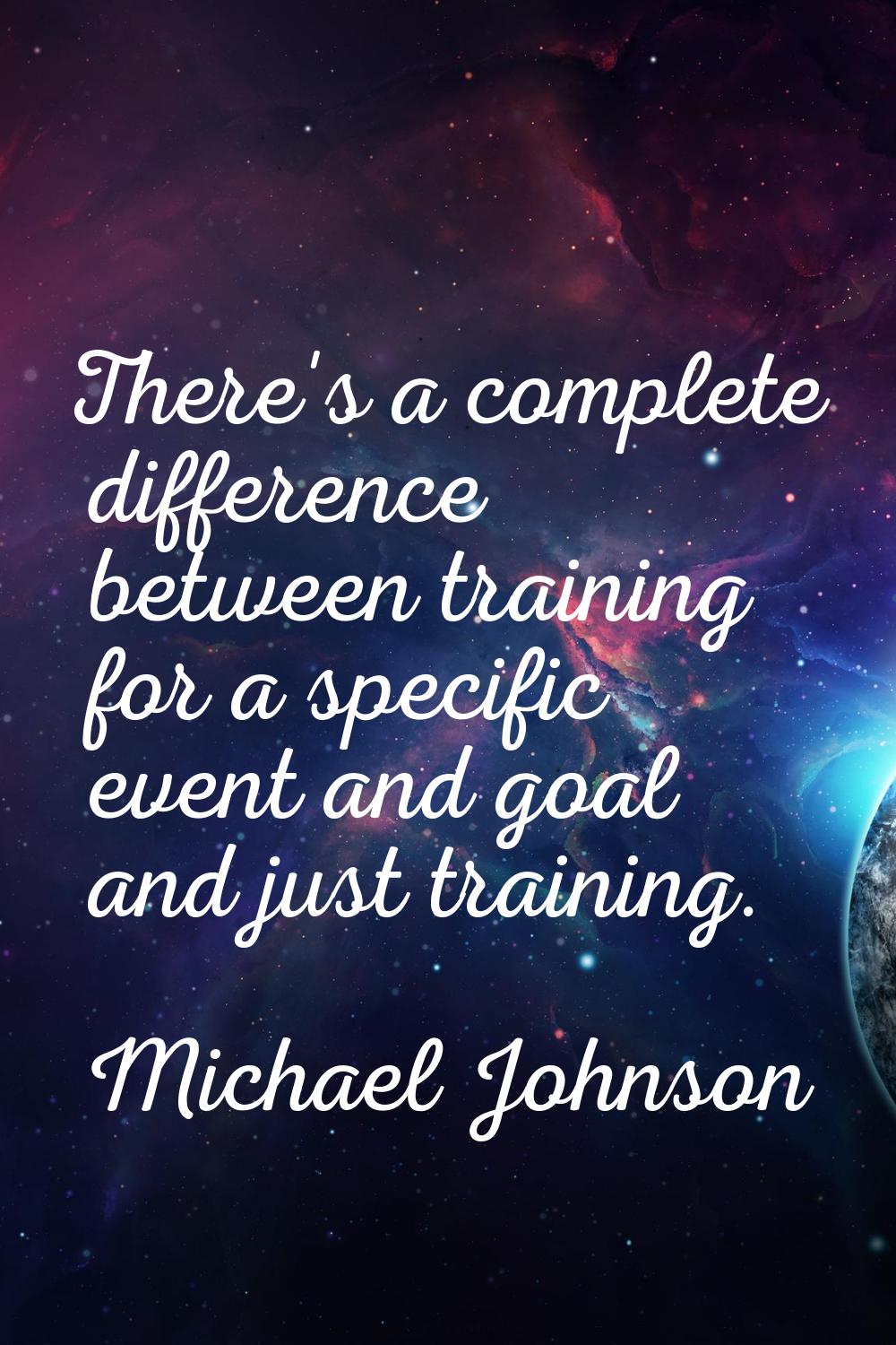 There's a complete difference between training for a specific event and goal and just training.