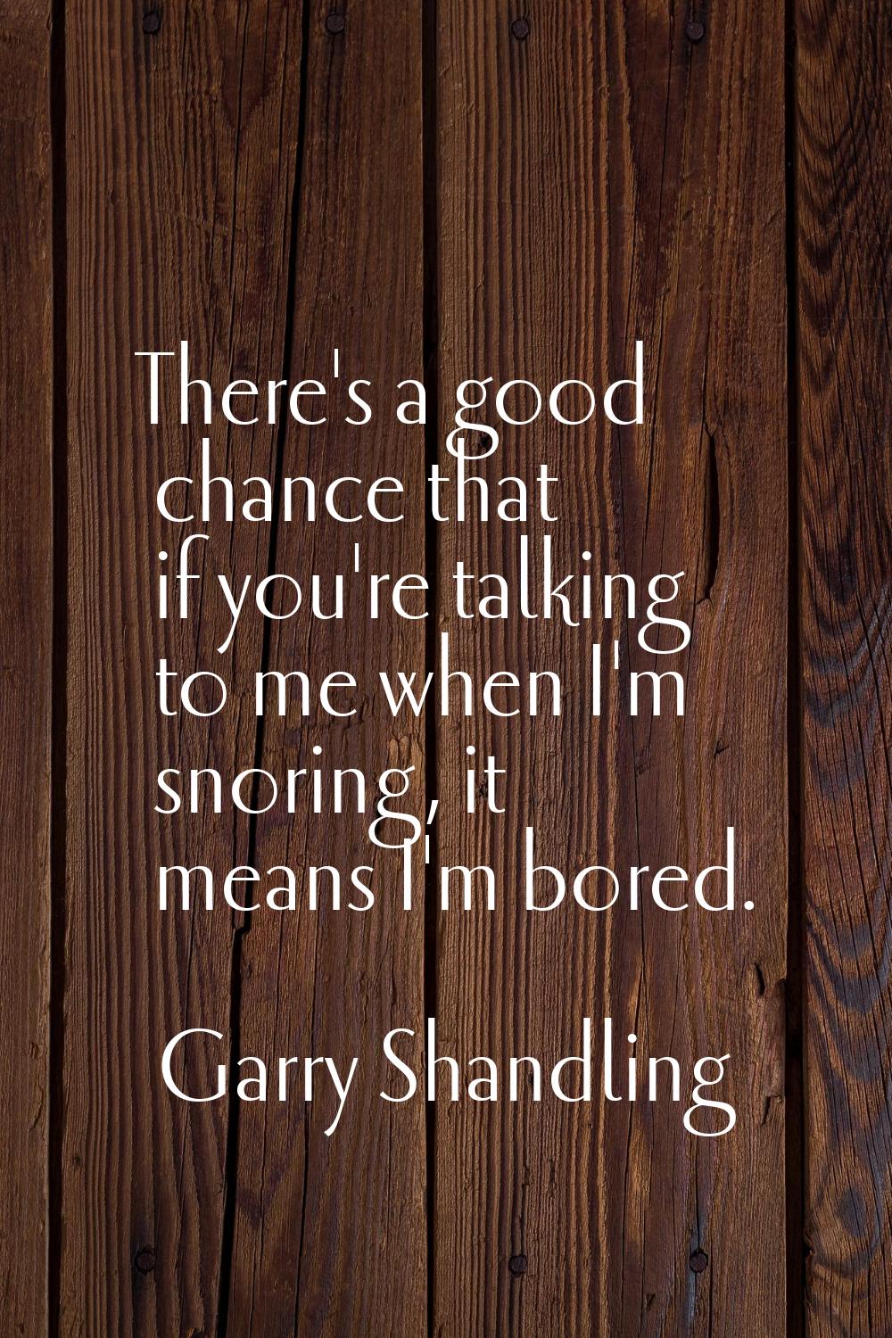 There's a good chance that if you're talking to me when I'm snoring, it means I'm bored.