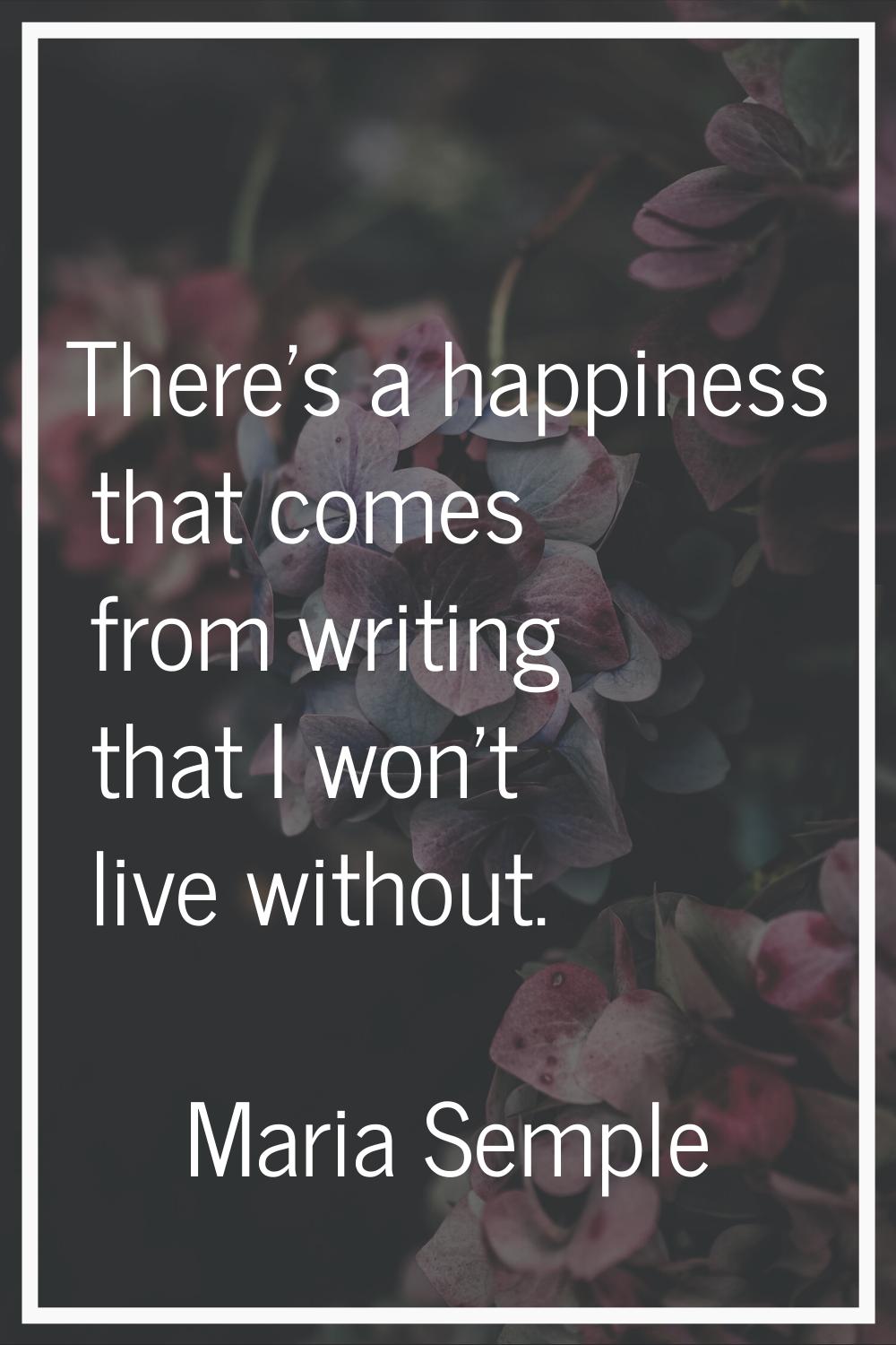 There's a happiness that comes from writing that I won't live without.