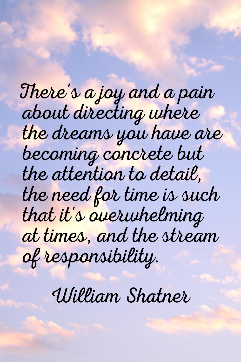 There's a joy and a pain about directing where the dreams you have are becoming concrete but the at
