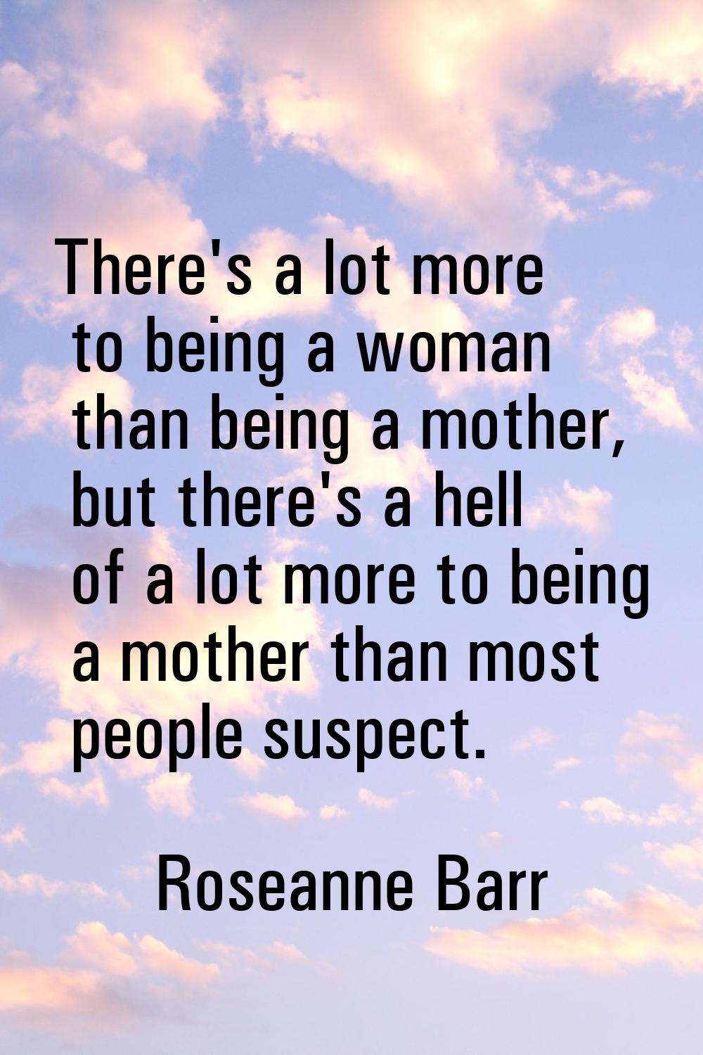 There's a lot more to being a woman than being a mother, but there's a hell of a lot more to being 