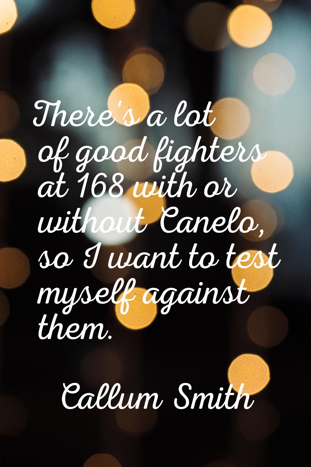 There's a lot of good fighters at 168 with or without Canelo, so I want to test myself against them