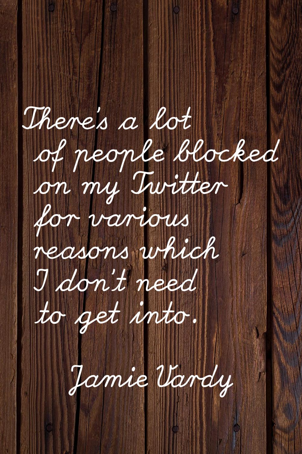 There's a lot of people blocked on my Twitter for various reasons which I don't need to get into.