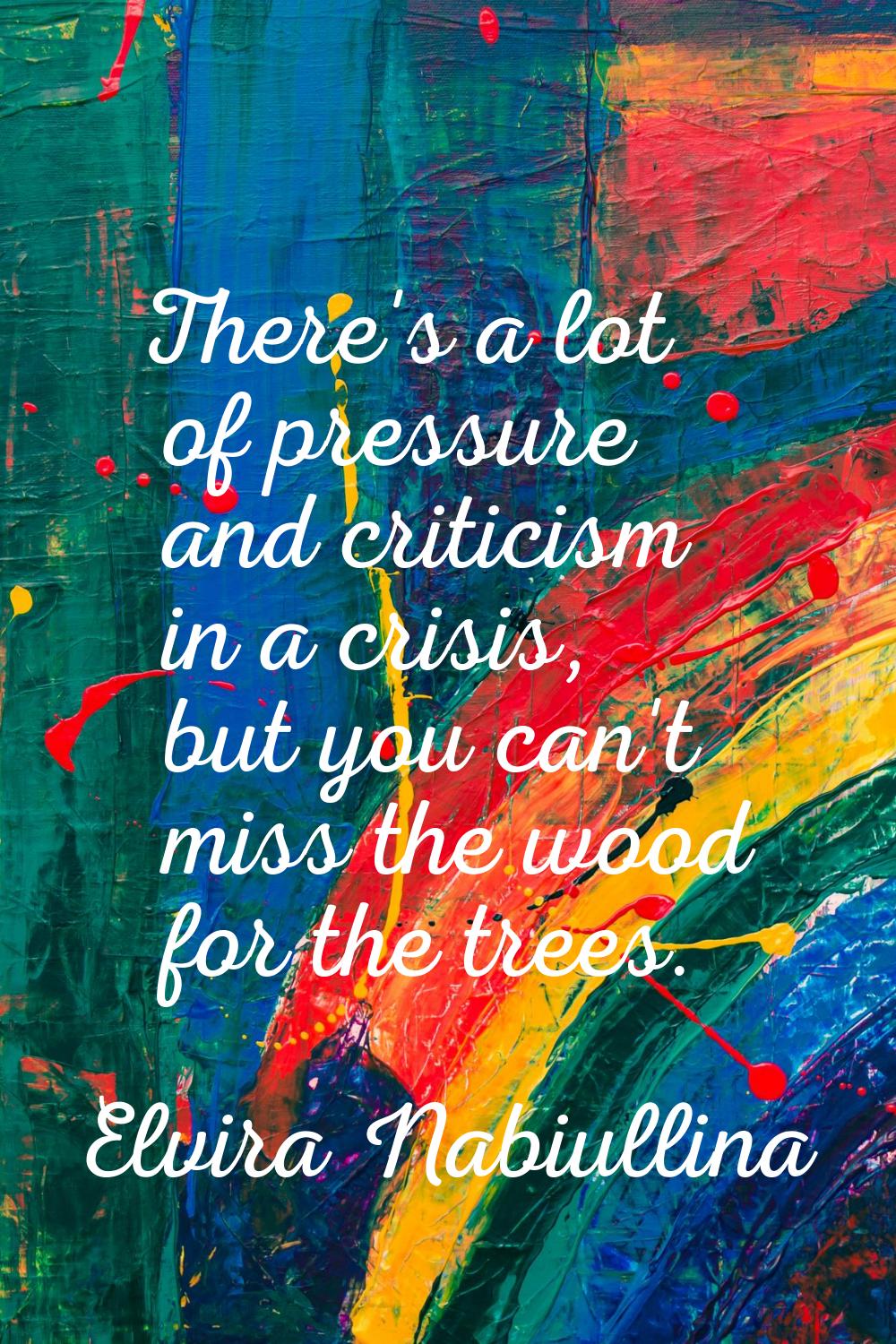 There's a lot of pressure and criticism in a crisis, but you can't miss the wood for the trees.