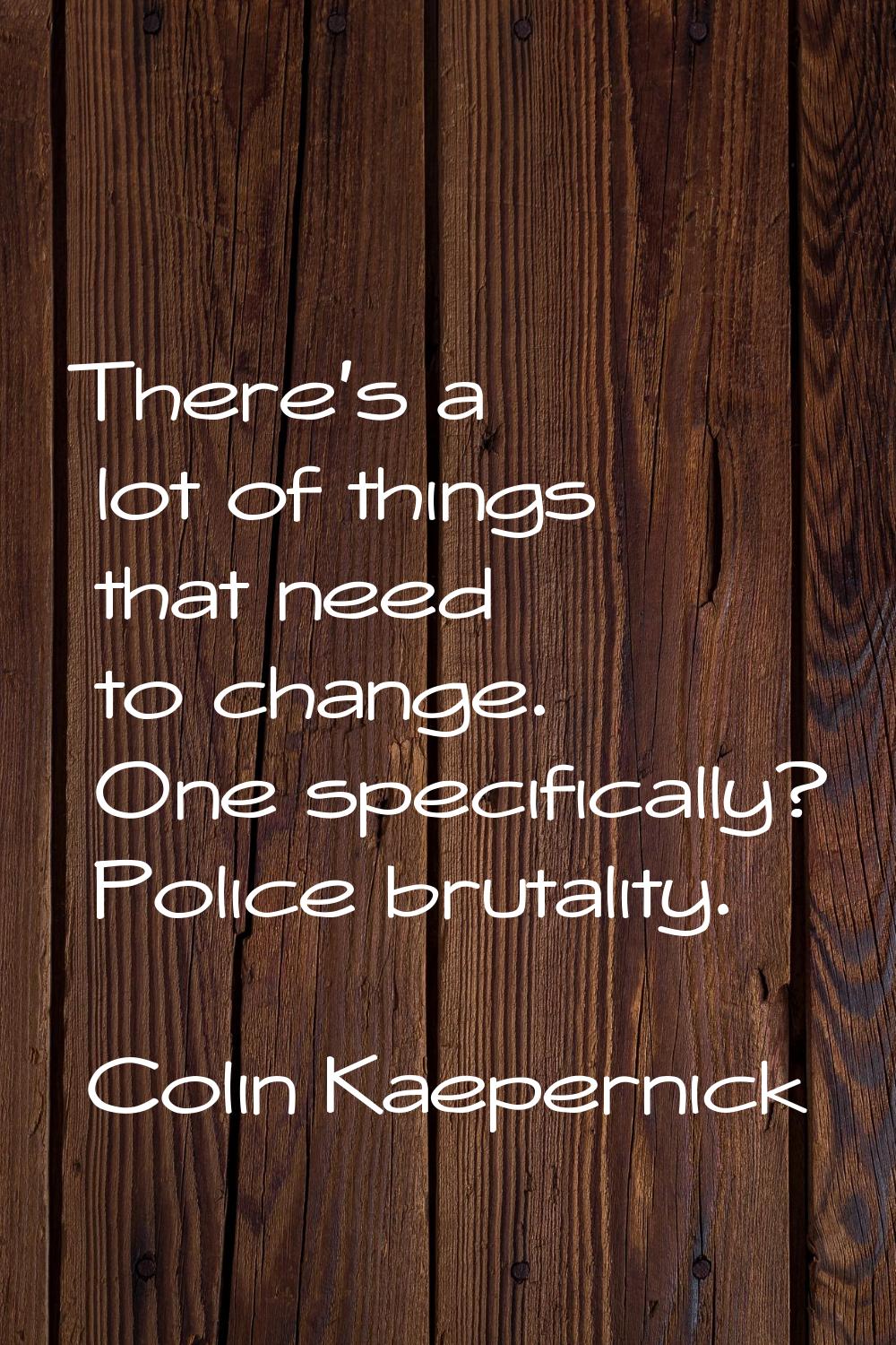 There's a lot of things that need to change. One specifically? Police brutality.