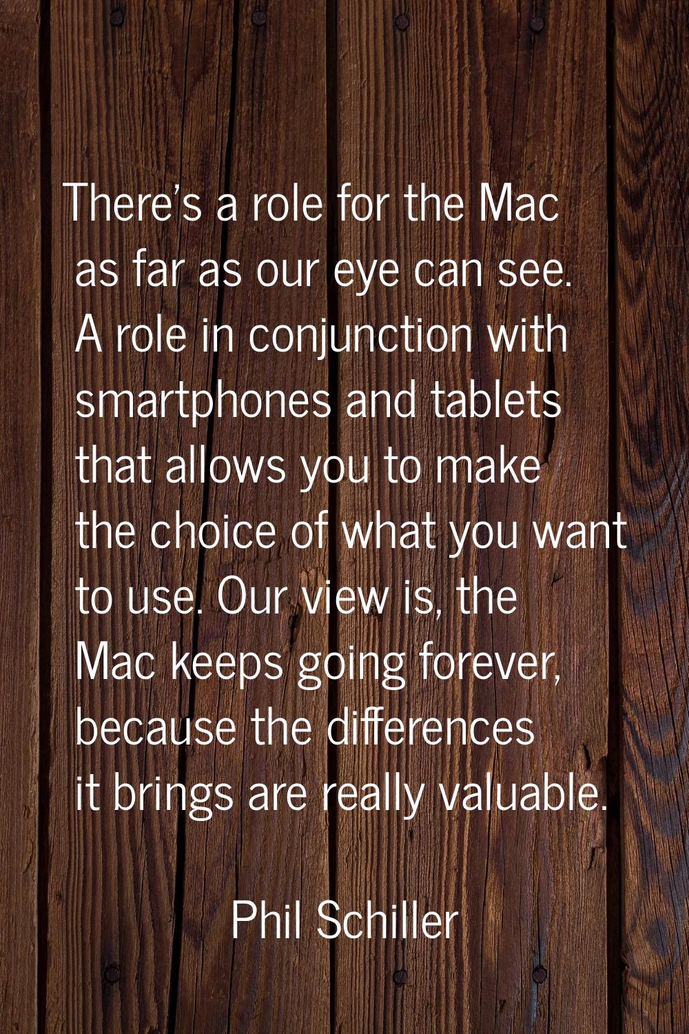 There's a role for the Mac as far as our eye can see. A role in conjunction with smartphones and ta