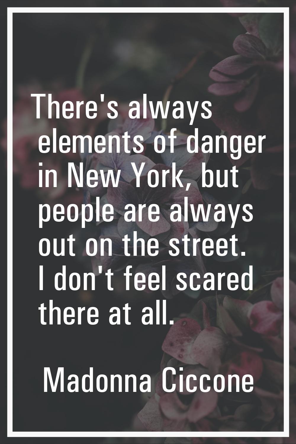 There's always elements of danger in New York, but people are always out on the street. I don't fee
