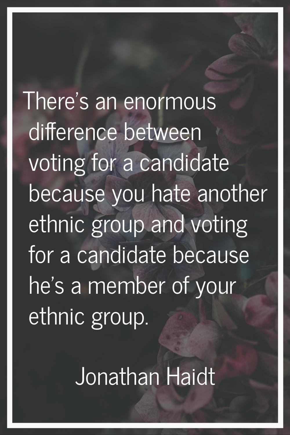 There's an enormous difference between voting for a candidate because you hate another ethnic group