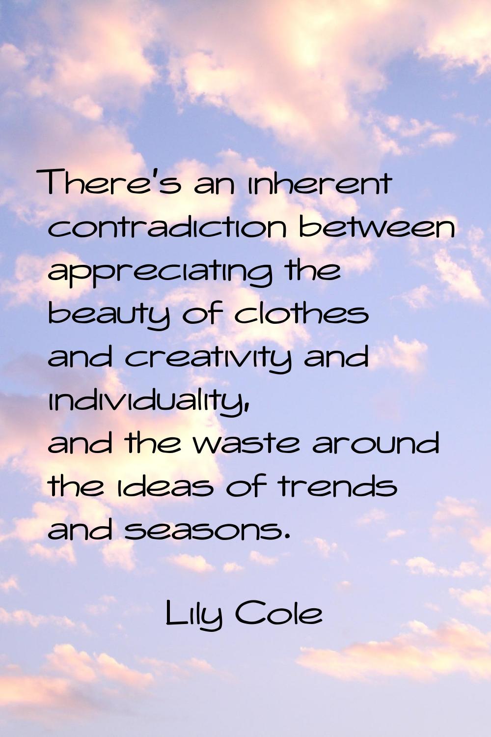 There's an inherent contradiction between appreciating the beauty of clothes and creativity and ind
