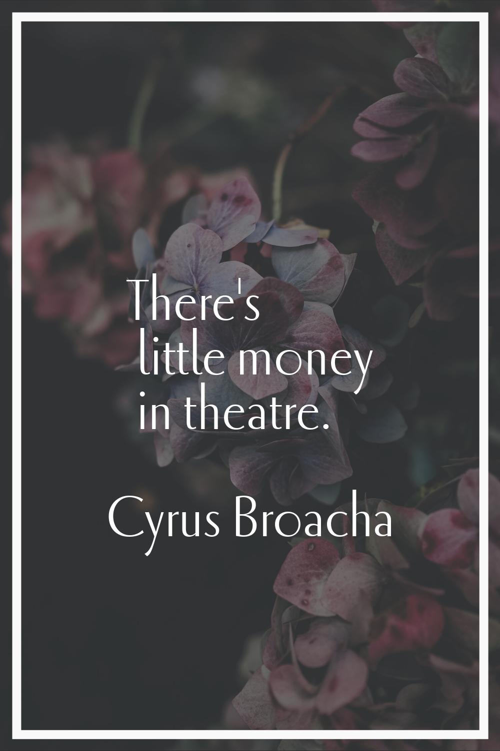 There's little money in theatre.
