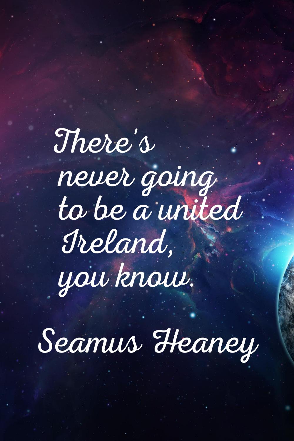 There's never going to be a united Ireland, you know.