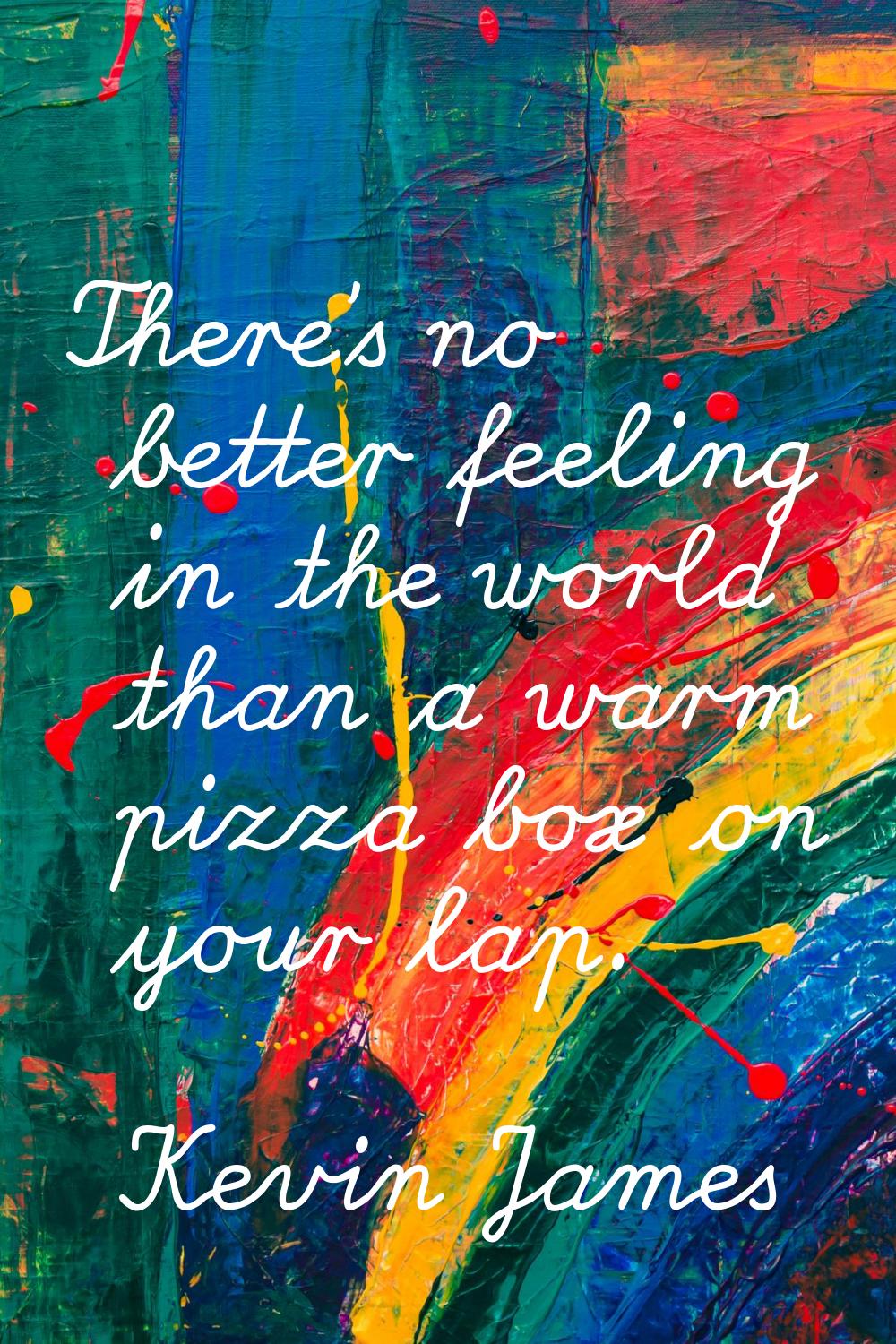 There's no better feeling in the world than a warm pizza box on your lap.