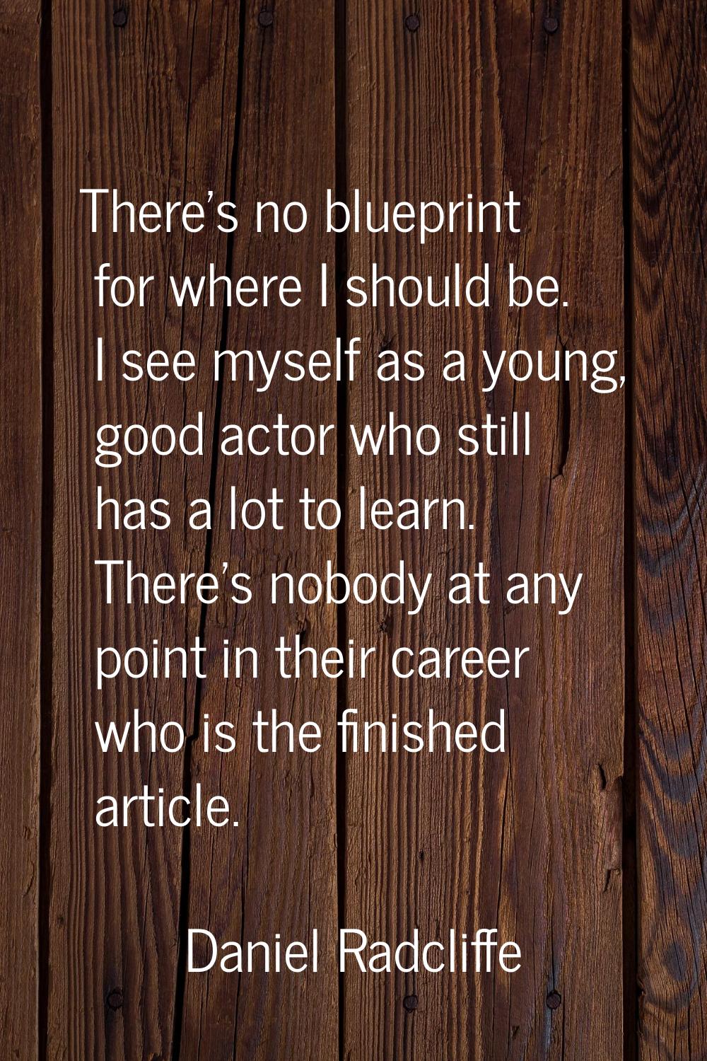 There's no blueprint for where I should be. I see myself as a young, good actor who still has a lot