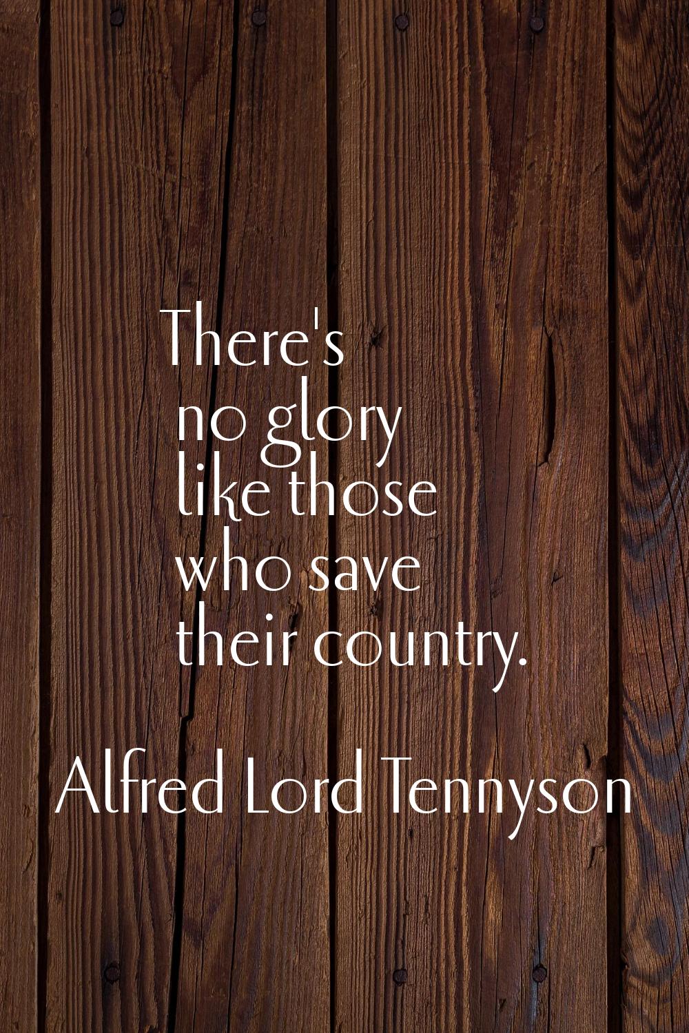 There's no glory like those who save their country.