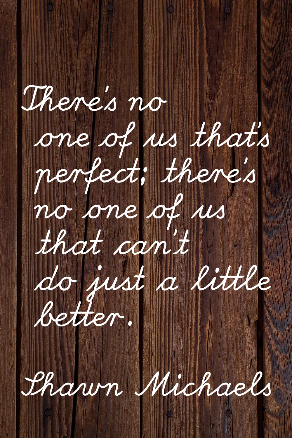 There's no one of us that's perfect; there's no one of us that can't do just a little better.