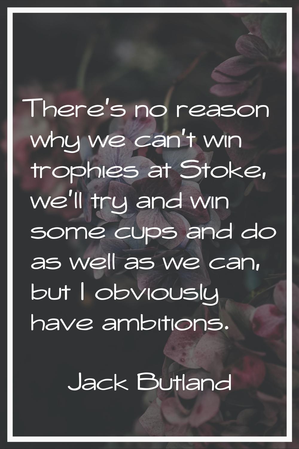 There's no reason why we can't win trophies at Stoke, we'll try and win some cups and do as well as