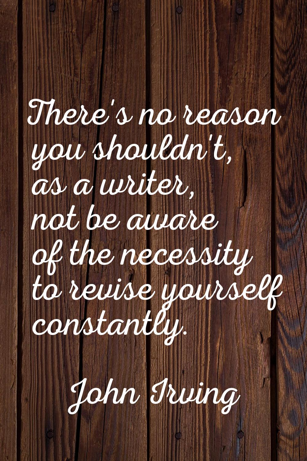 There's no reason you shouldn't, as a writer, not be aware of the necessity to revise yourself cons