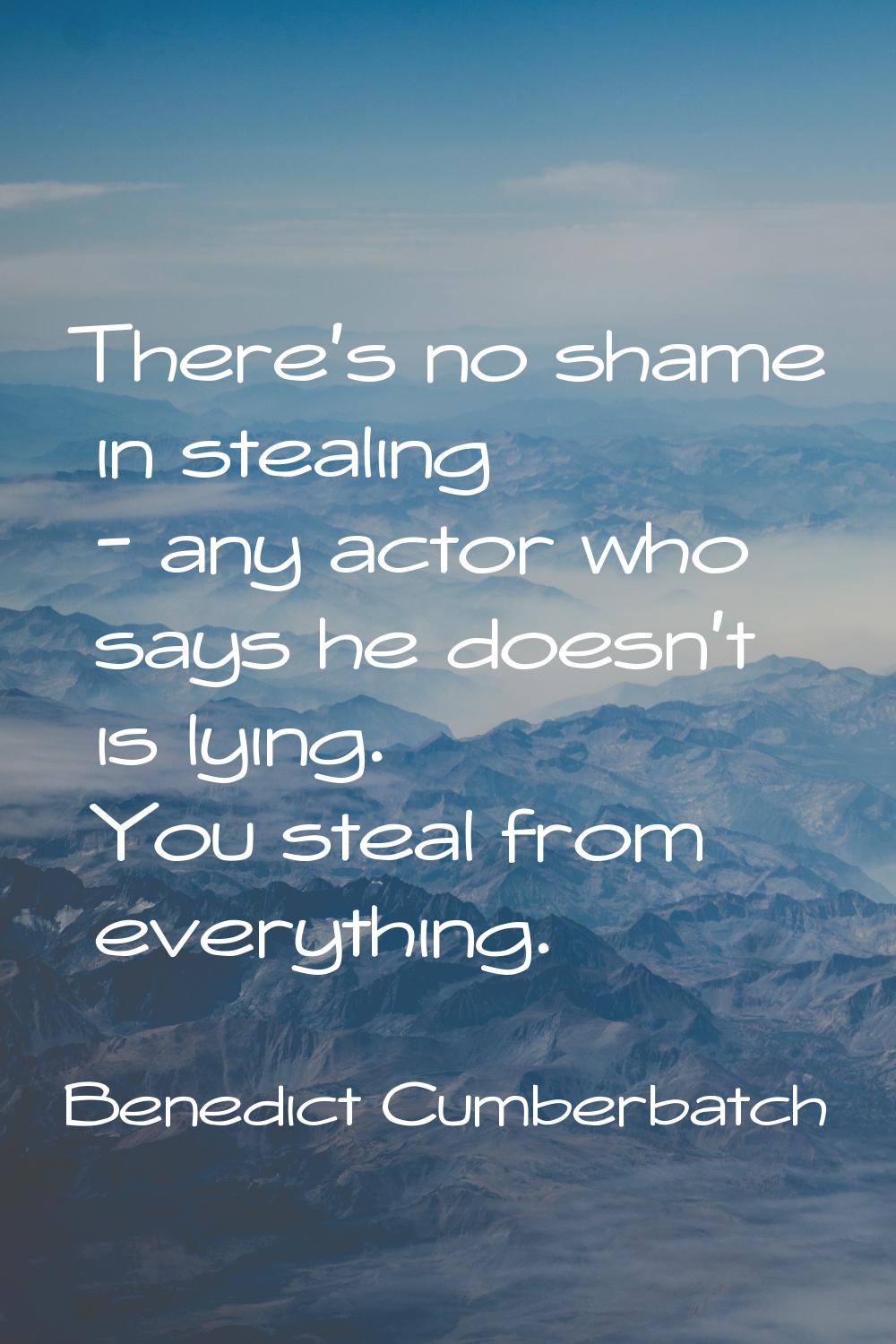 There's no shame in stealing - any actor who says he doesn't is lying. You steal from everything.