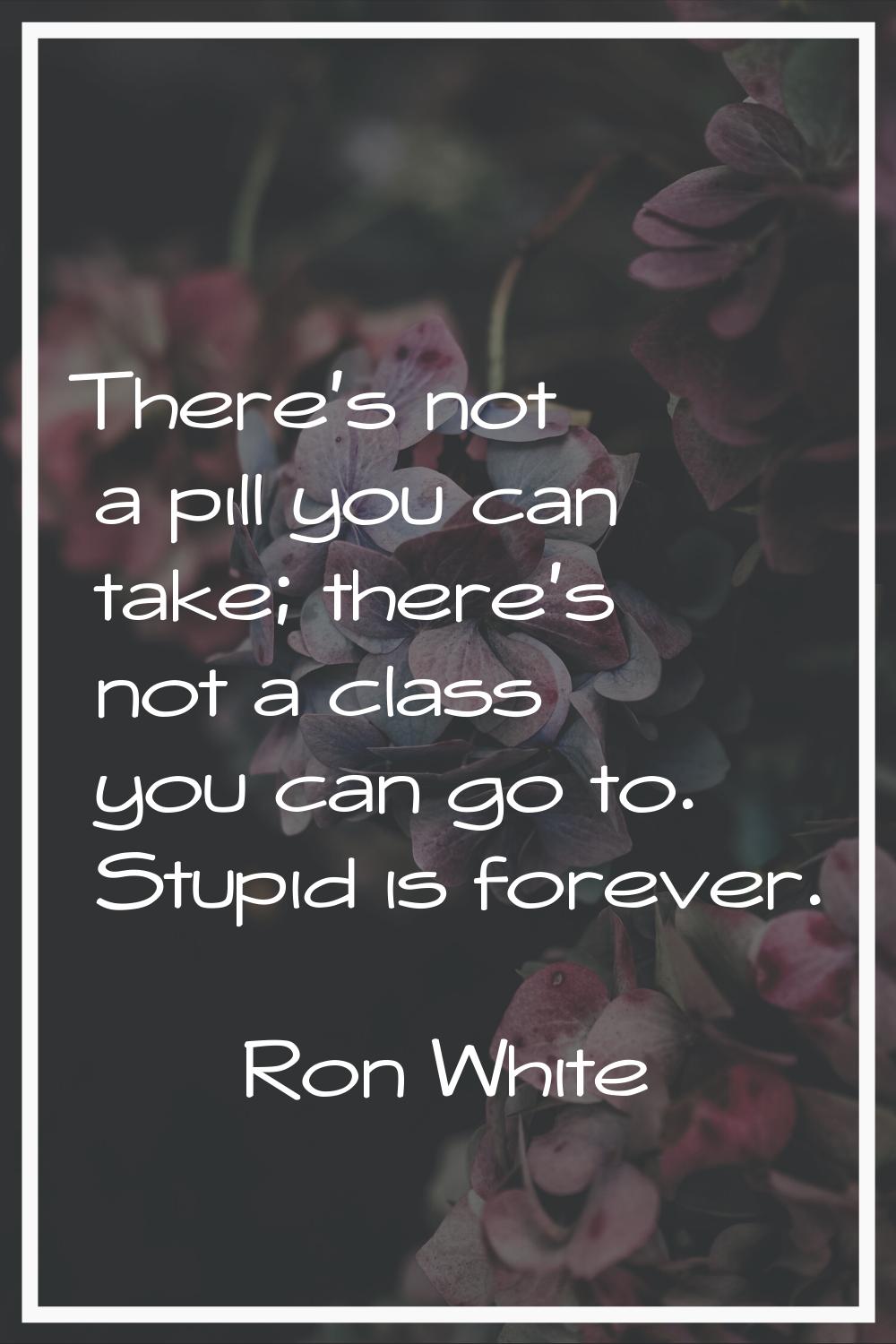 There's not a pill you can take; there's not a class you can go to. Stupid is forever.