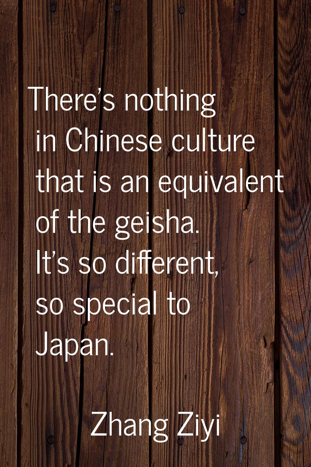 There's nothing in Chinese culture that is an equivalent of the geisha. It's so different, so speci