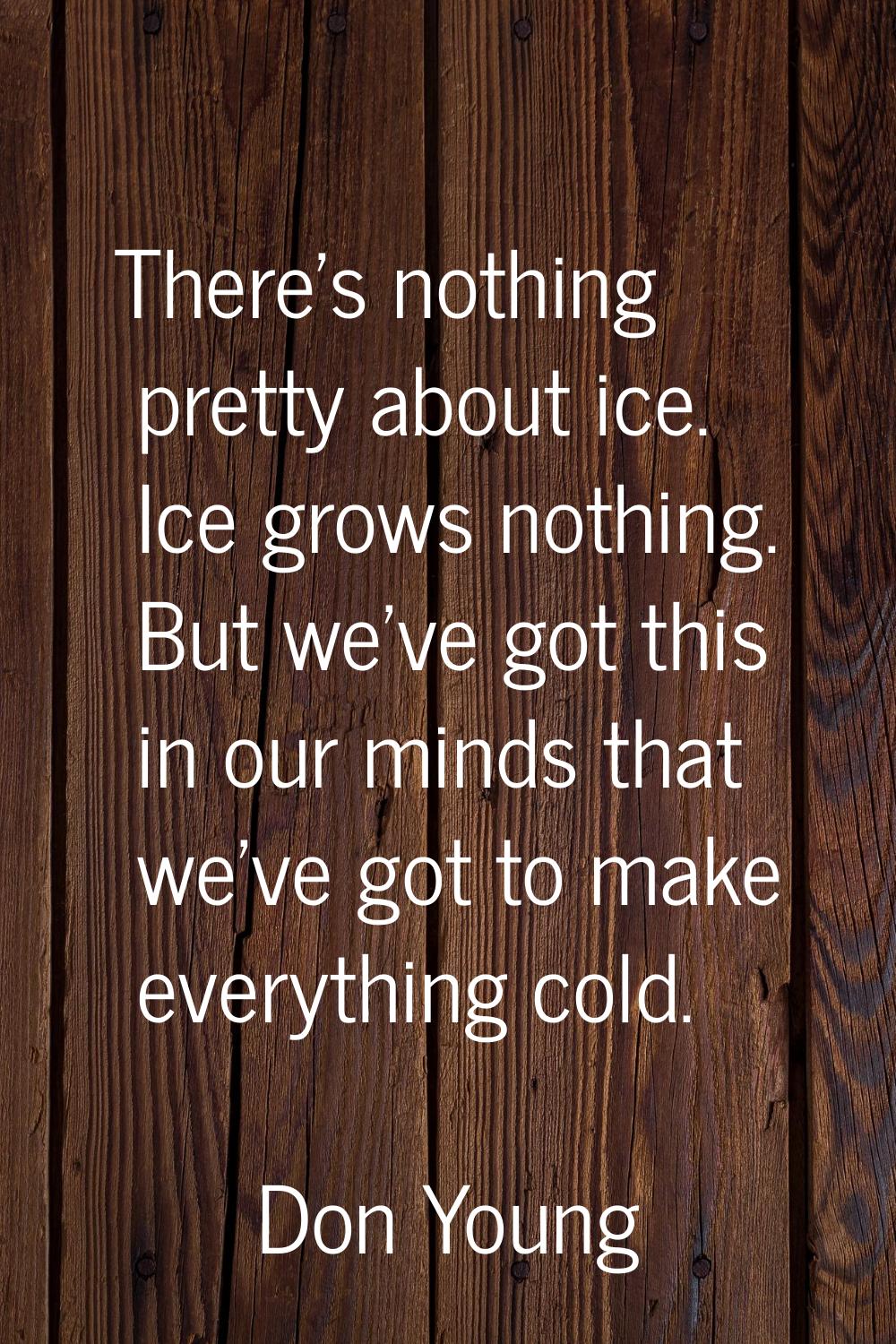 There's nothing pretty about ice. Ice grows nothing. But we've got this in our minds that we've got