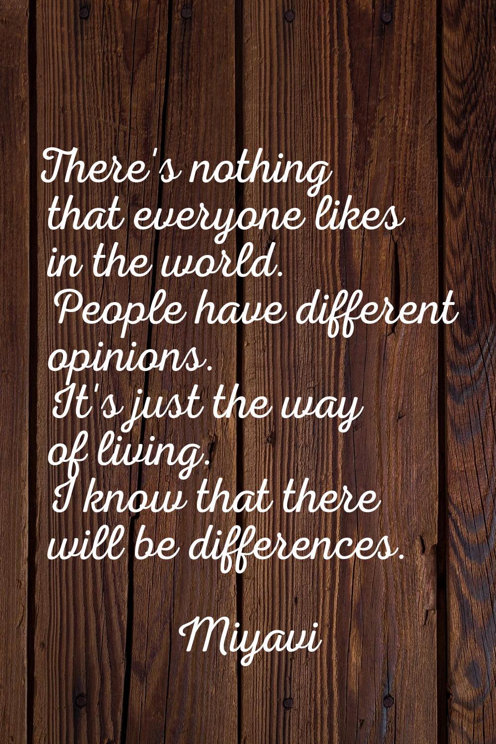 There's nothing that everyone likes in the world. People have different opinions. It's just the way