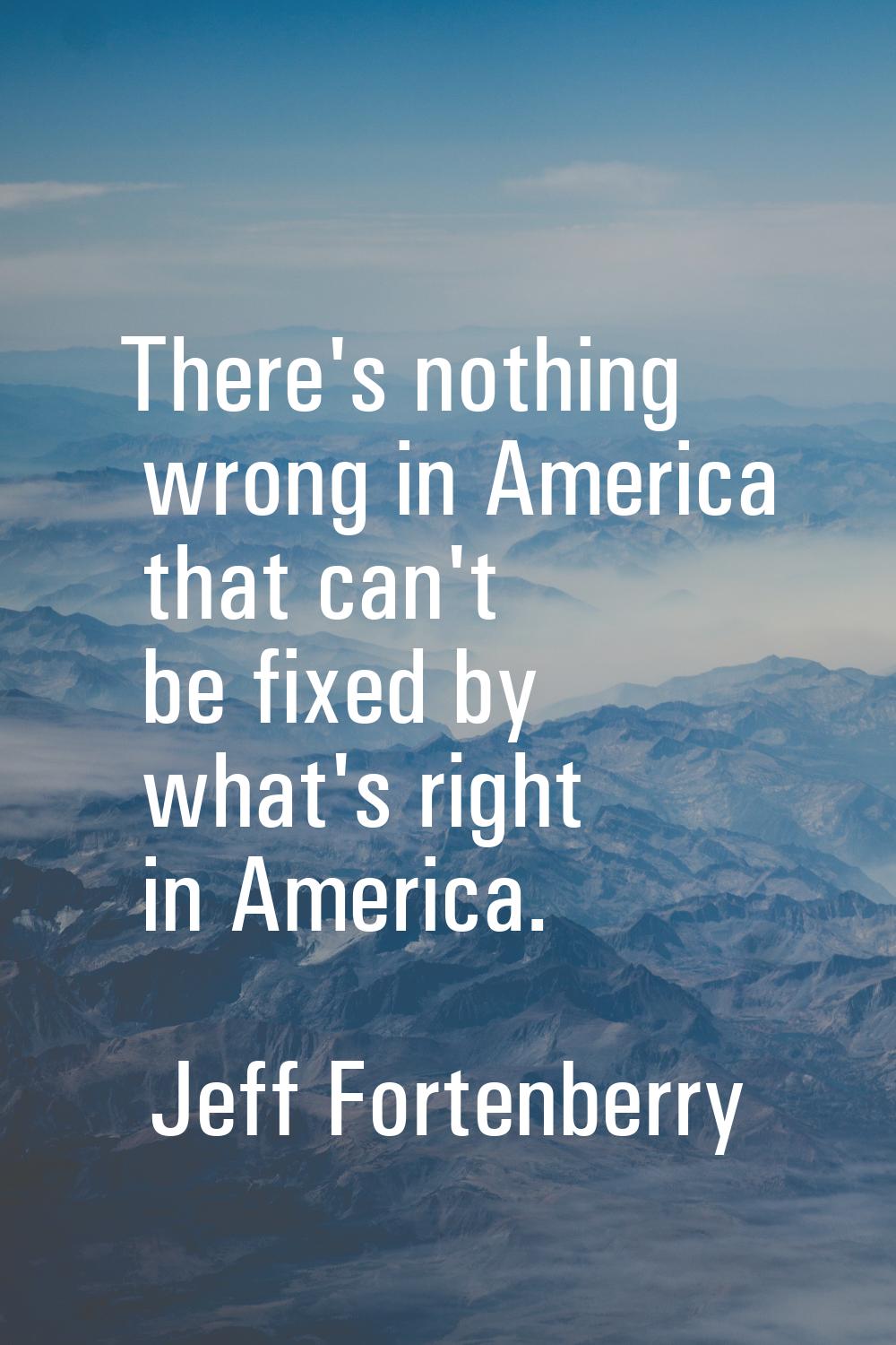 There's nothing wrong in America that can't be fixed by what's right in America.