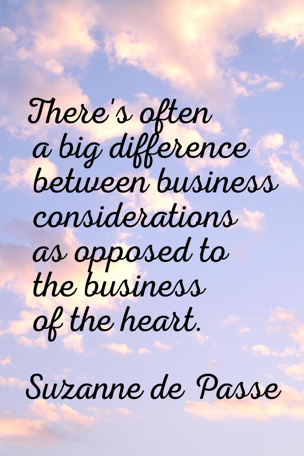 There's often a big difference between business considerations as opposed to the business of the he