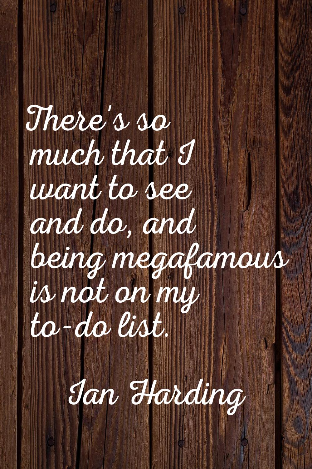 There's so much that I want to see and do, and being megafamous is not on my to-do list.