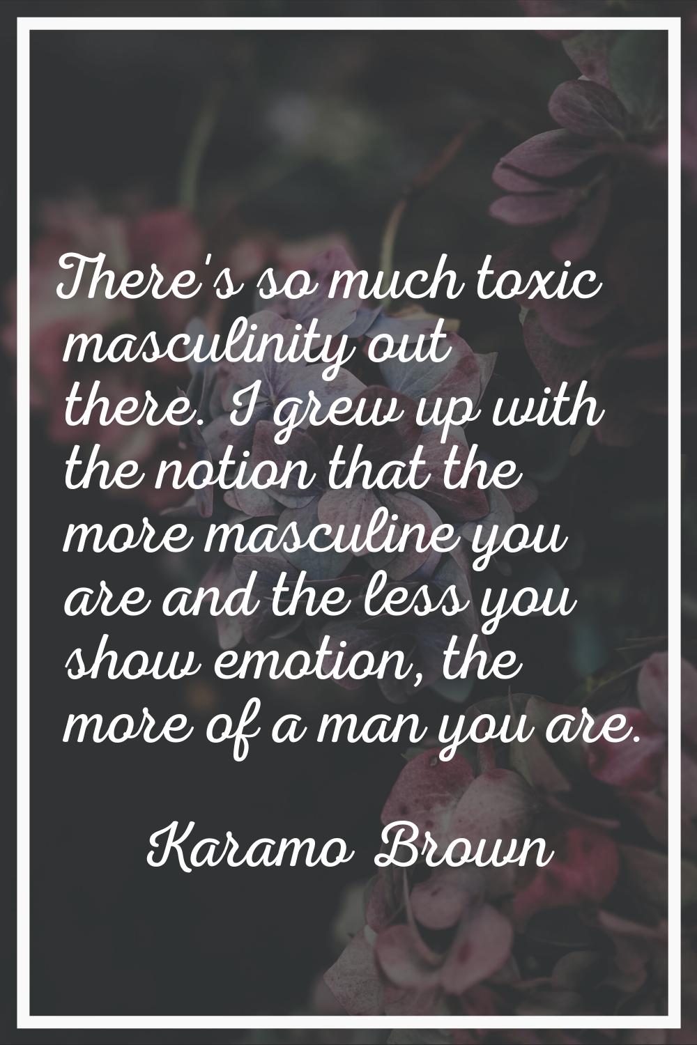 There's so much toxic masculinity out there. I grew up with the notion that the more masculine you 