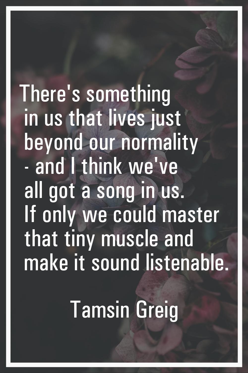There's something in us that lives just beyond our normality - and I think we've all got a song in 