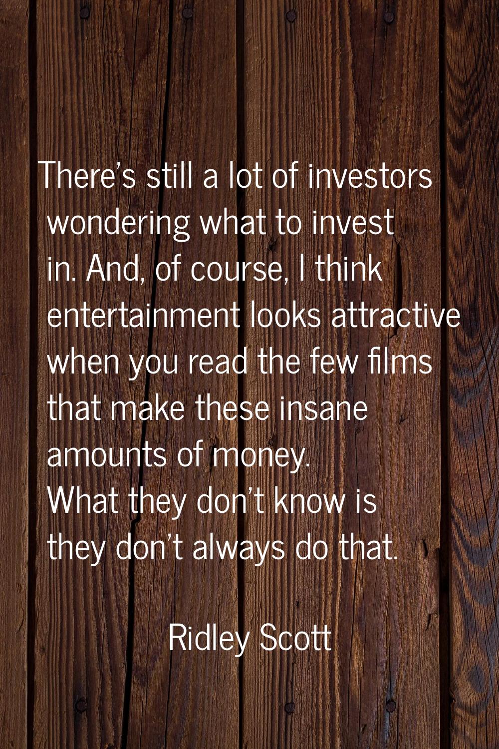 There's still a lot of investors wondering what to invest in. And, of course, I think entertainment