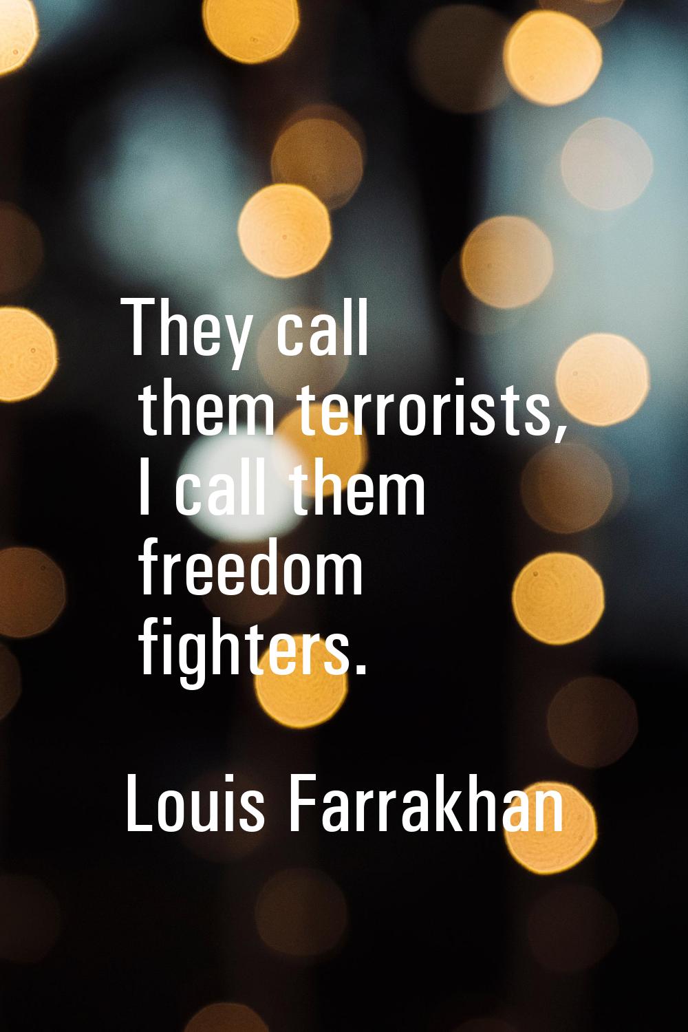They call them terrorists, I call them freedom fighters.