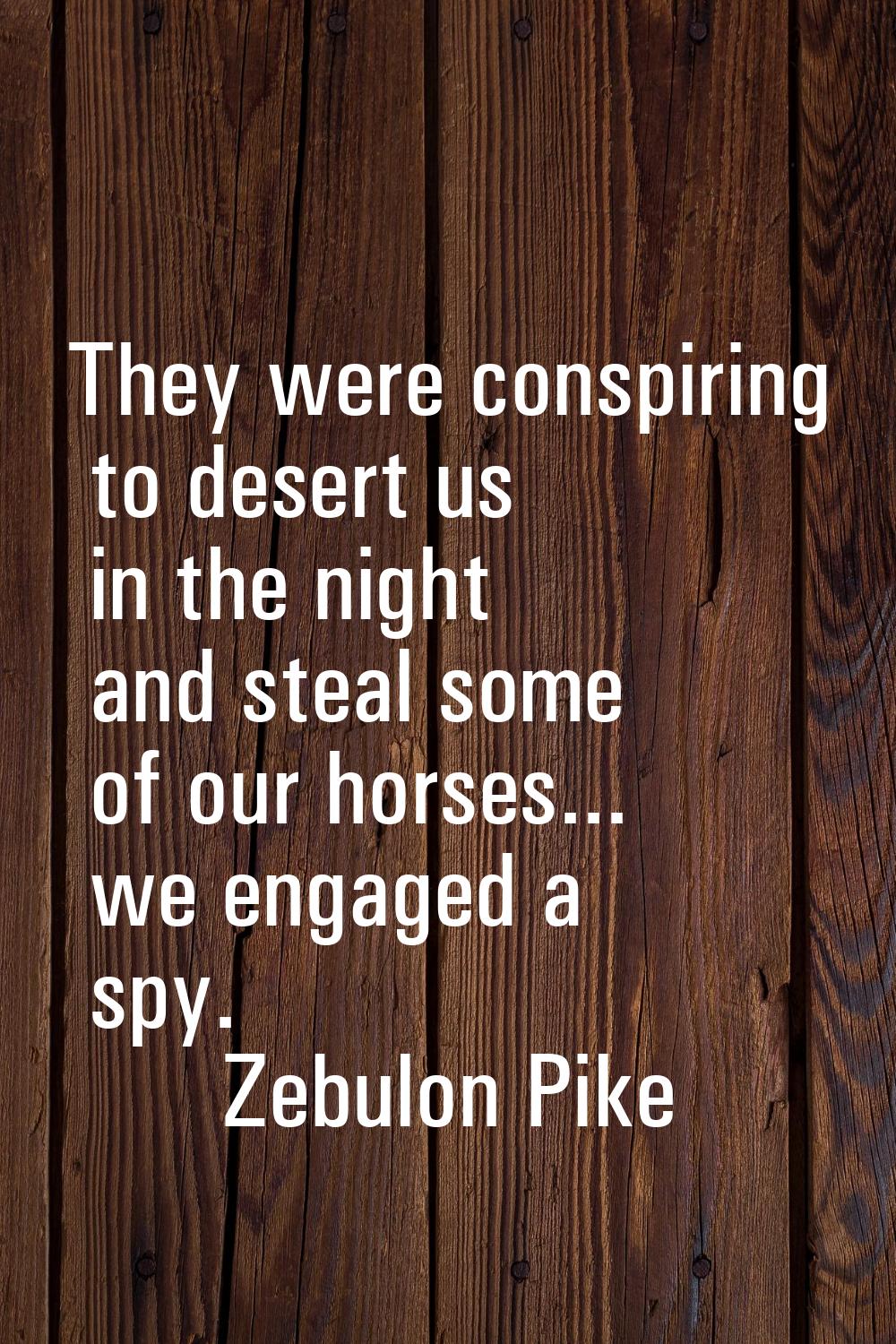 They were conspiring to desert us in the night and steal some of our horses... we engaged a spy.