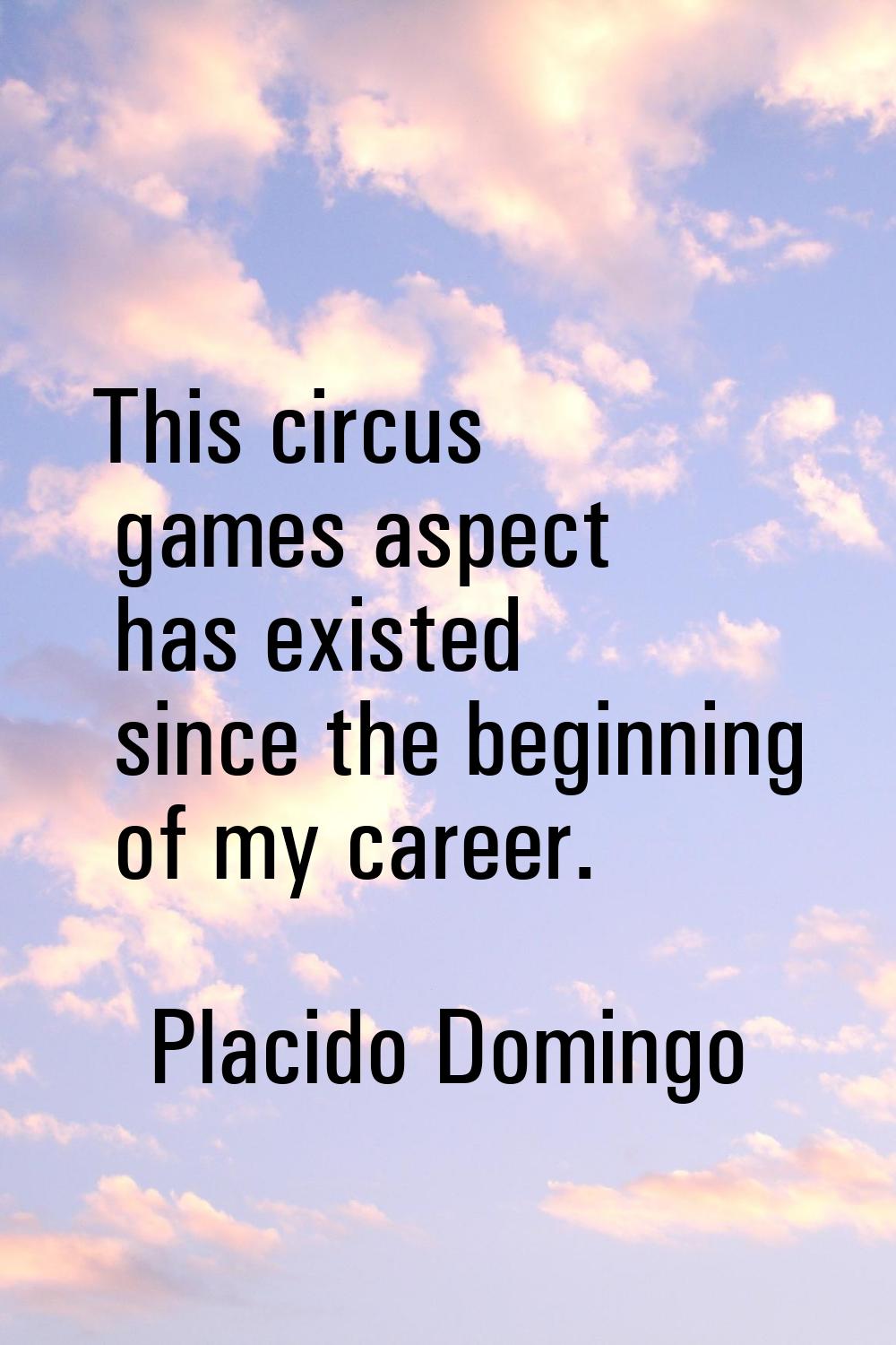 This circus games aspect has existed since the beginning of my career.