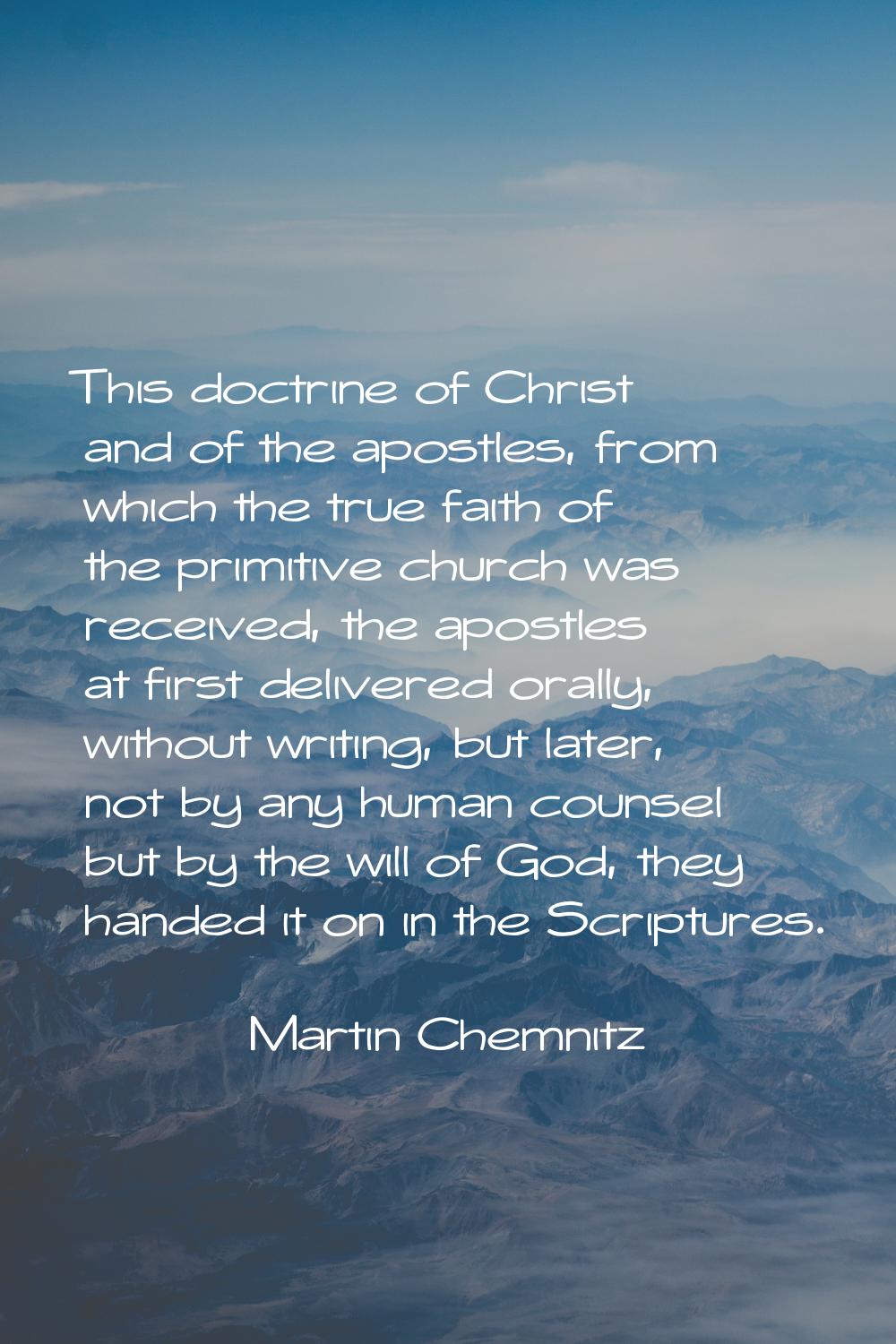 This doctrine of Christ and of the apostles, from which the true faith of the primitive church was 
