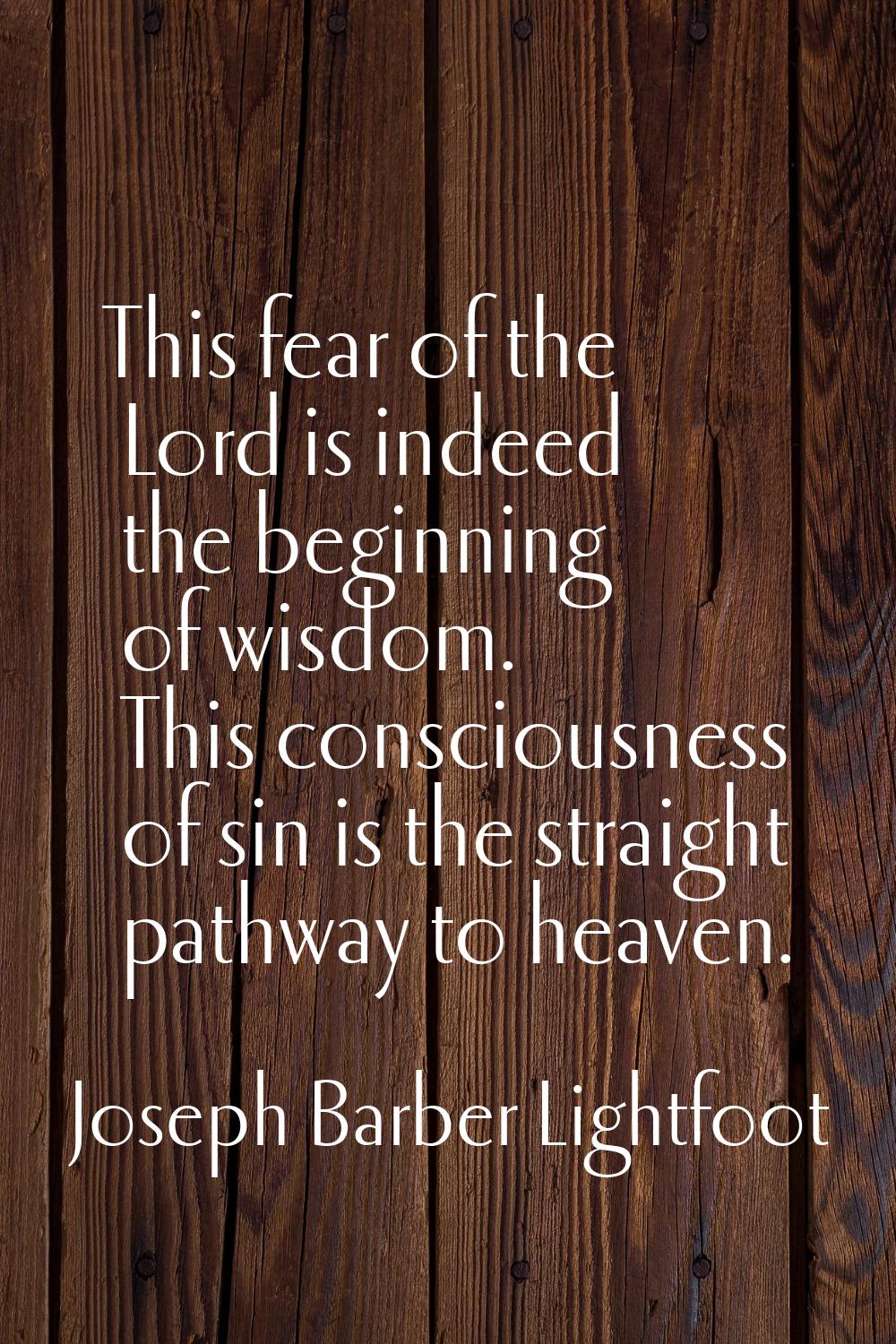 This fear of the Lord is indeed the beginning of wisdom. This consciousness of sin is the straight 