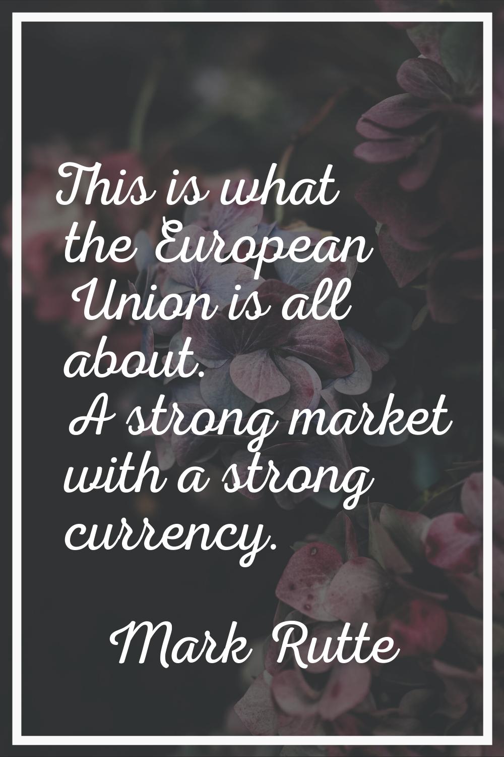 This is what the European Union is all about. A strong market with a strong currency.