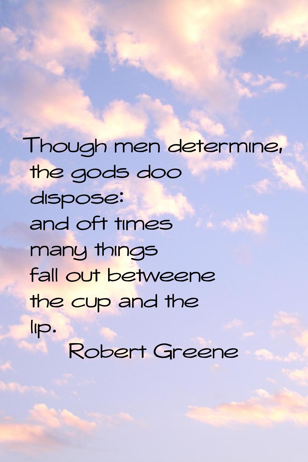 Though men determine, the gods doo dispose: and oft times many things fall out betweene the cup and