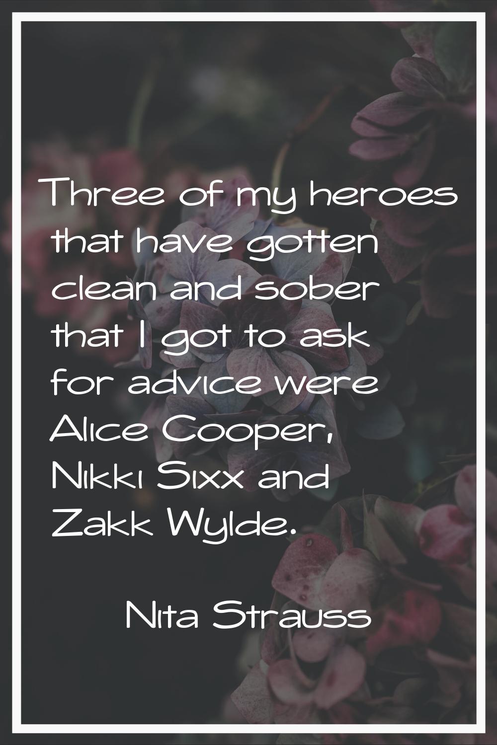 Three of my heroes that have gotten clean and sober that I got to ask for advice were Alice Cooper,