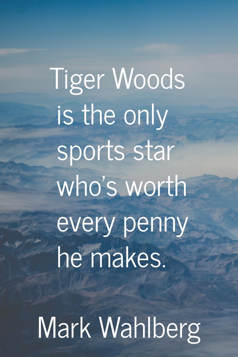 Tiger Woods is the only sports star who's worth every penny he makes.